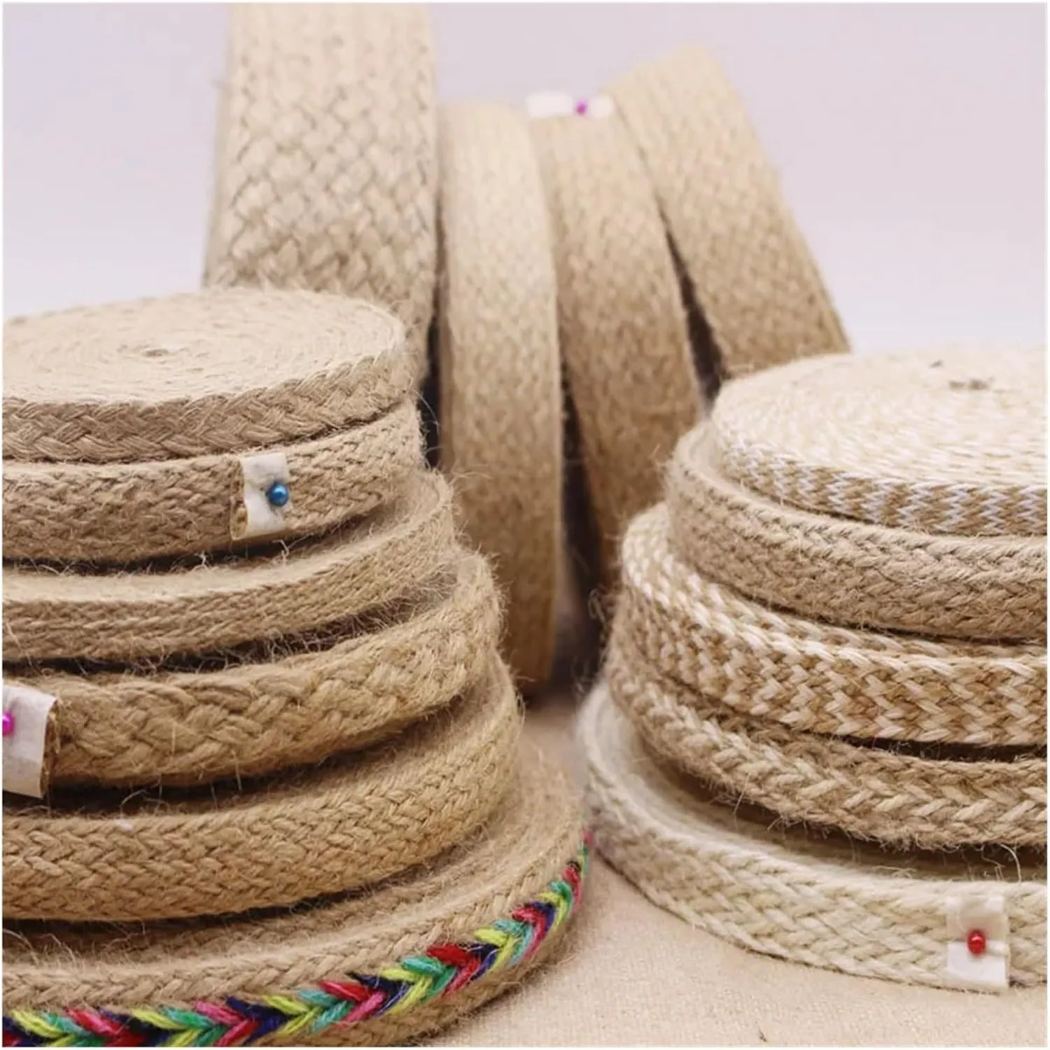 Handwoven Colorful Thick Flat Rope Vase, Decorative Hemp Rope, DIY Home Packaging Bottle, Wide Mixed Jute Ribbon(17 shares10m)