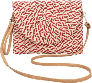 Handwoven Straw Clutch Purse for Women, Adjustable Crossbody Beach Bag with Magnetic Closure, Boho Summer Tote