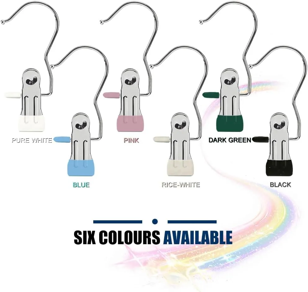 Hangers Clips,Stainless Hooks for Closet Hooks,Laundry Hanging Hooks,Travel Portable Clothes,Boot Tall Towel Hats Socks Pants and Bras (50, Pure White)