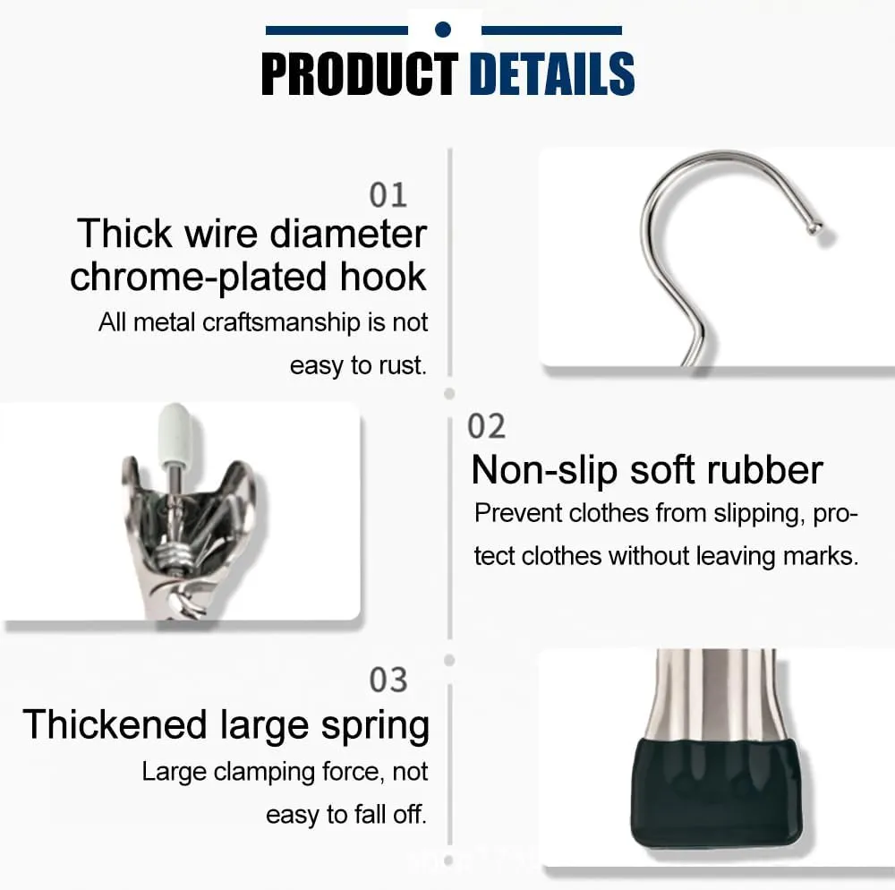 Hangers Clips,Stainless Hooks for Closet Hooks,Laundry Hanging Hooks,Travel Portable Clothes,Boot Tall Towel Hats Socks Pants and Bras (50, Pure White)