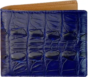 HATA Blue Mens Leather Bifold Wallet Passcase Croc Premium Large Capacity AIIgator Billfold Wallet RFID Blocking Handcrafted Gift For Birthday Wedding Anniversary VINAM-107