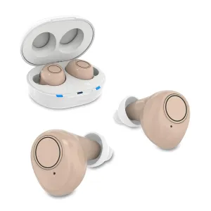 Hearing Aids for Seniors, Mini ITE Rechargeable Hearing Aids with Noise Cancelling, All Day Comfort Digital Hearing Amplifier for Mild to Moderate Hearing Loss Adults, Beige