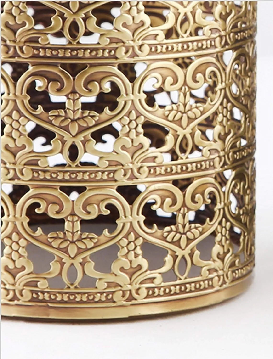 Heart Patterned Vintage Hairbrush Holder Antique Make up Brush Holder Makeup Vanity Organizer (Brass, Large)
