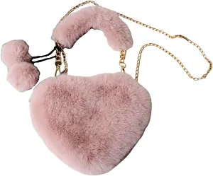 Heart Plush Underarm Bag for Girls Furry Purse Handbags for Women Cute Y2K Fluffy Fuzzy Shoulder Bag for Autumn Winter