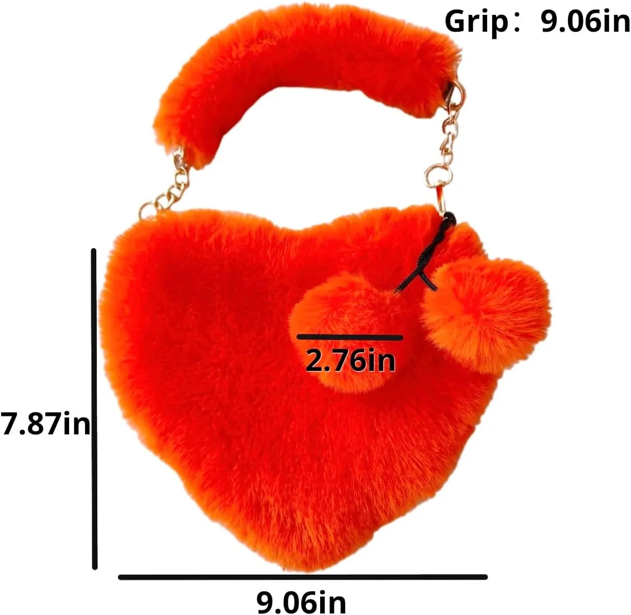 Heart Plush Underarm Bag for Girls Furry Purse Handbags for Women Cute Y2K Fluffy Fuzzy Shoulder Bag for Autumn Winter