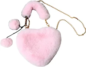 Heart Plush Underarm Bag for Girls Furry Purse Handbags for Women Cute Y2K Fluffy Fuzzy Shoulder Bag for Autumn Winter