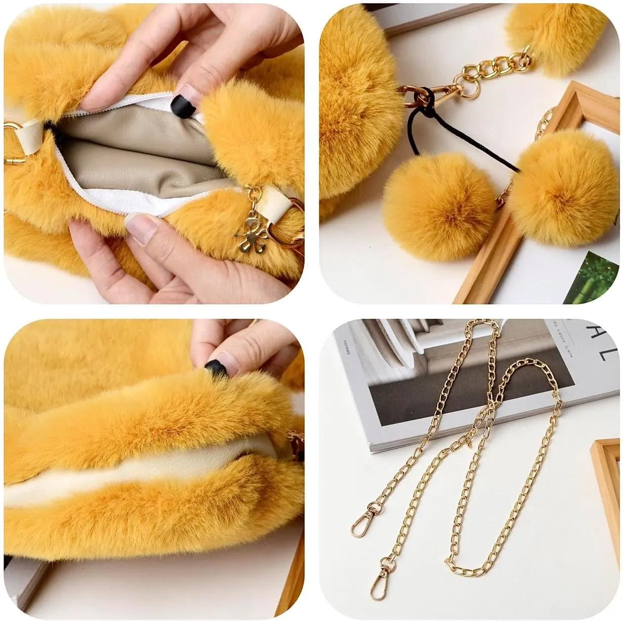 Heart Plush Underarm Bag for Girls Furry Purse Handbags for Women Cute Y2K Fluffy Fuzzy Shoulder Bag for Autumn Winter
