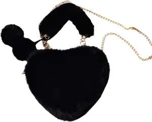Heart Plush Underarm Bag for Girls Furry Purse Handbags for Women Cute Y2K Fluffy Fuzzy Shoulder Bag for Autumn Winter