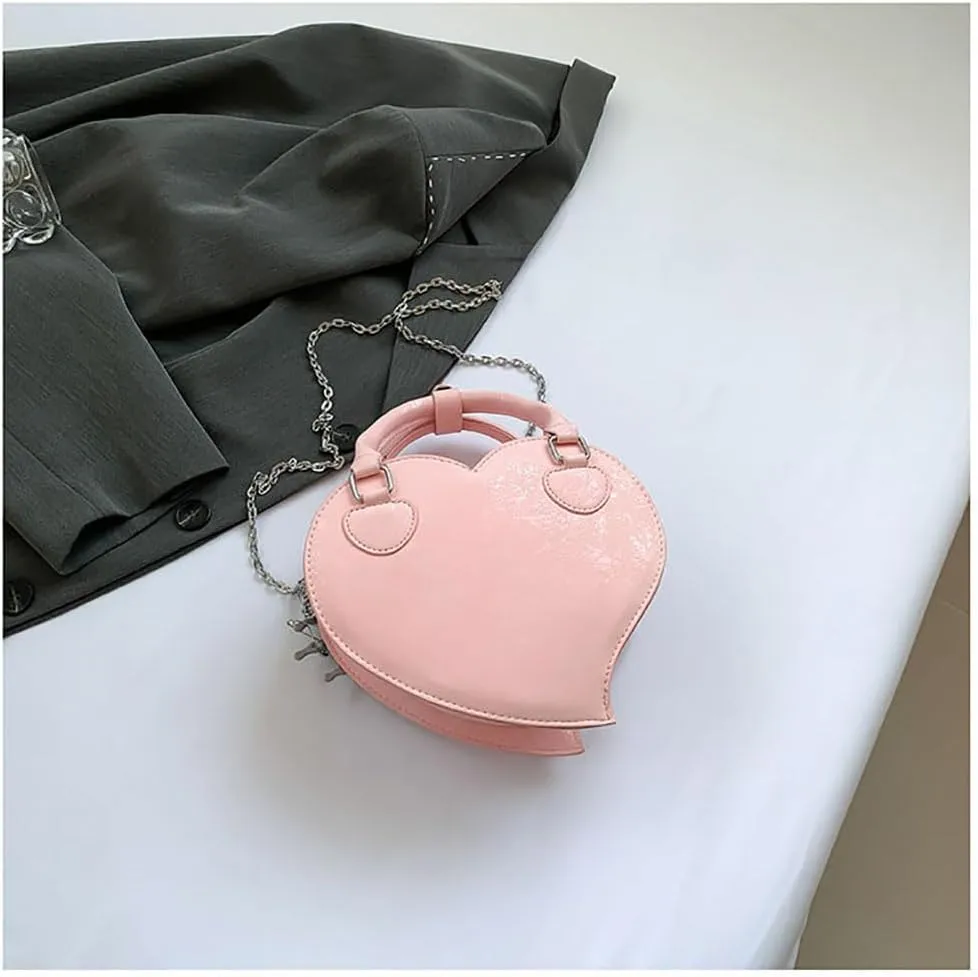 Heart Shape Crossbody Bag for Women Gothic Skeleton Claw Satchel Handbags
