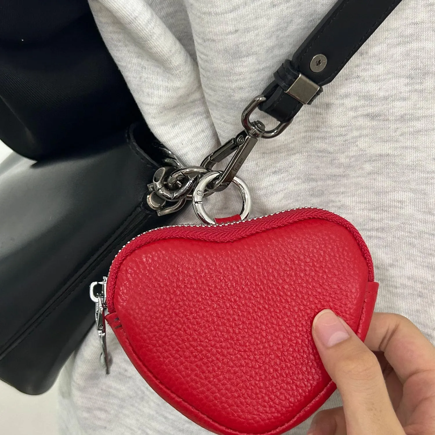 Heart-Shaped Genuine Leather Coin Purse - Small Cute Wallet With Zipper Storage For Women