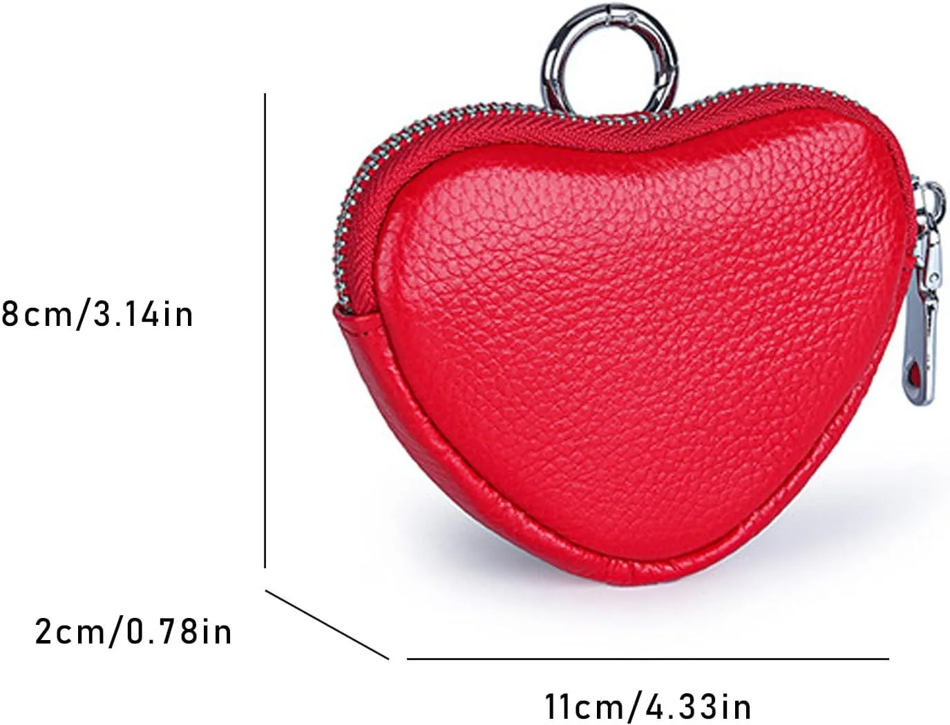 Heart-Shaped Genuine Leather Coin Purse - Small Cute Wallet With Zipper Storage For Women