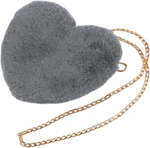 Heart Shaped Shoulder Bag, Furry Purse, Casual Cute Tote Crossbody Bag for Women Ladies