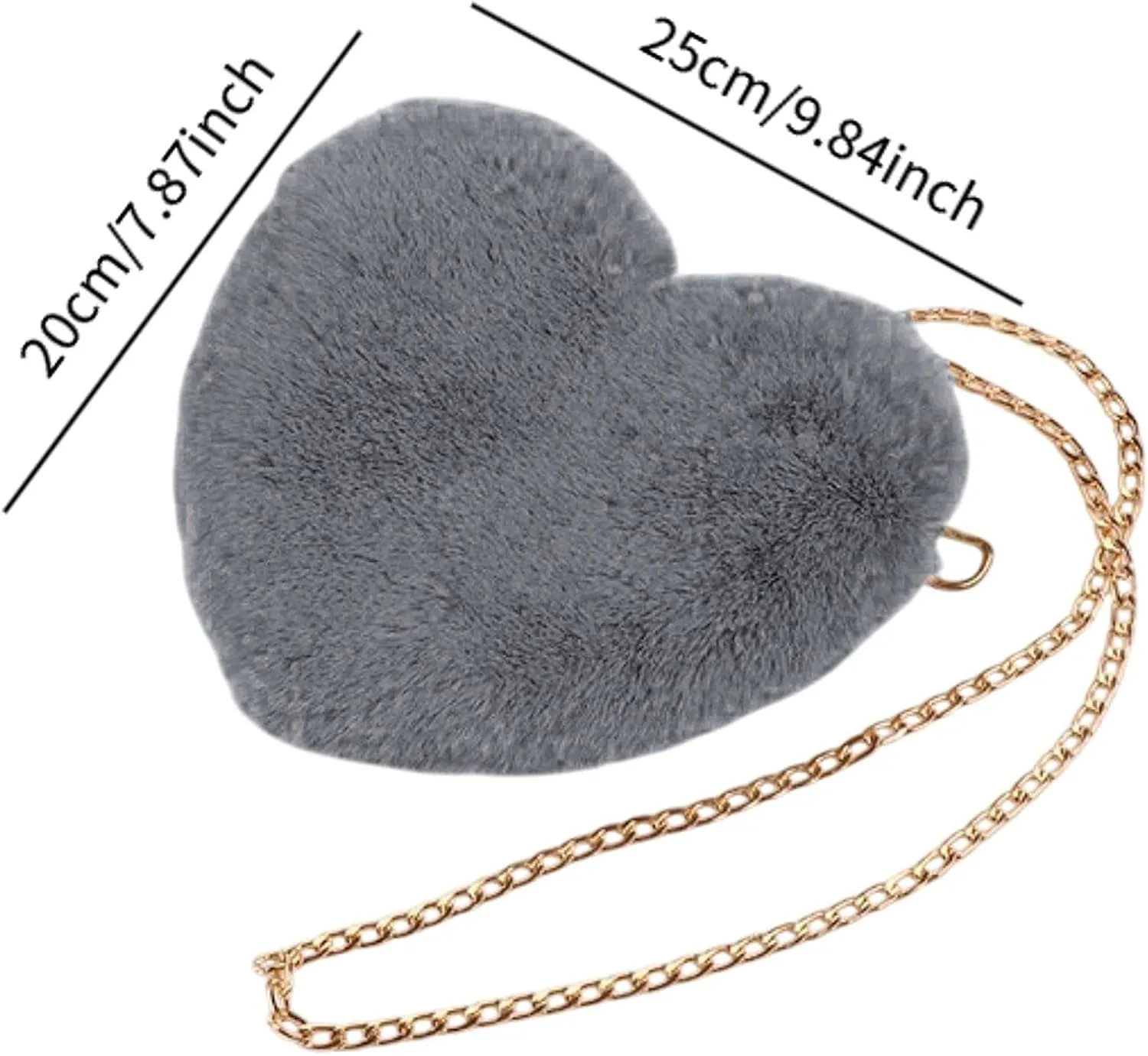 Heart Shaped Shoulder Bag, Furry Purse, Casual Cute Tote Crossbody Bag for Women Ladies