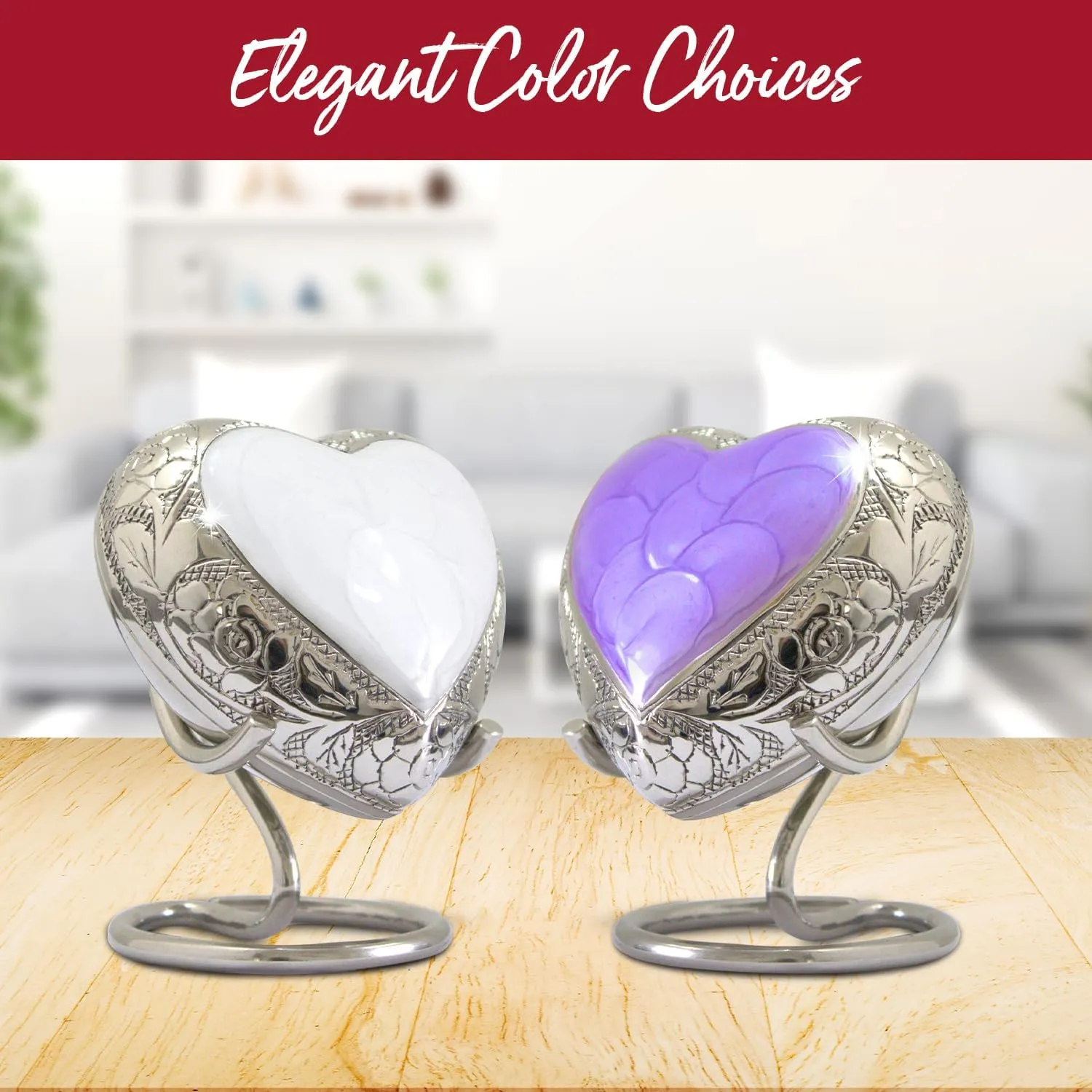 Heart Urns for Human Ashes - Small Urn for Ashes for Women & Men with Stand & Box - Heart Shaped Urn for Baby Boy & Girl - Honor Your Loved One with Keepsake Urns (White, Small)