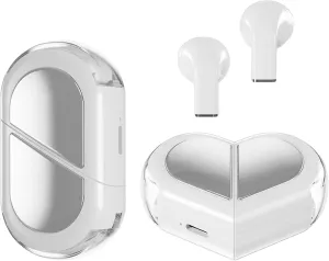 Heart Wireless Earbuds for Girls Kids, Cute Small Mini Tiny Invisible Earbuds Wireless Bluetooth for Small Ears Canals Women Rose Gold Kawai Blue Tooth Ear Buds for iPhone Android