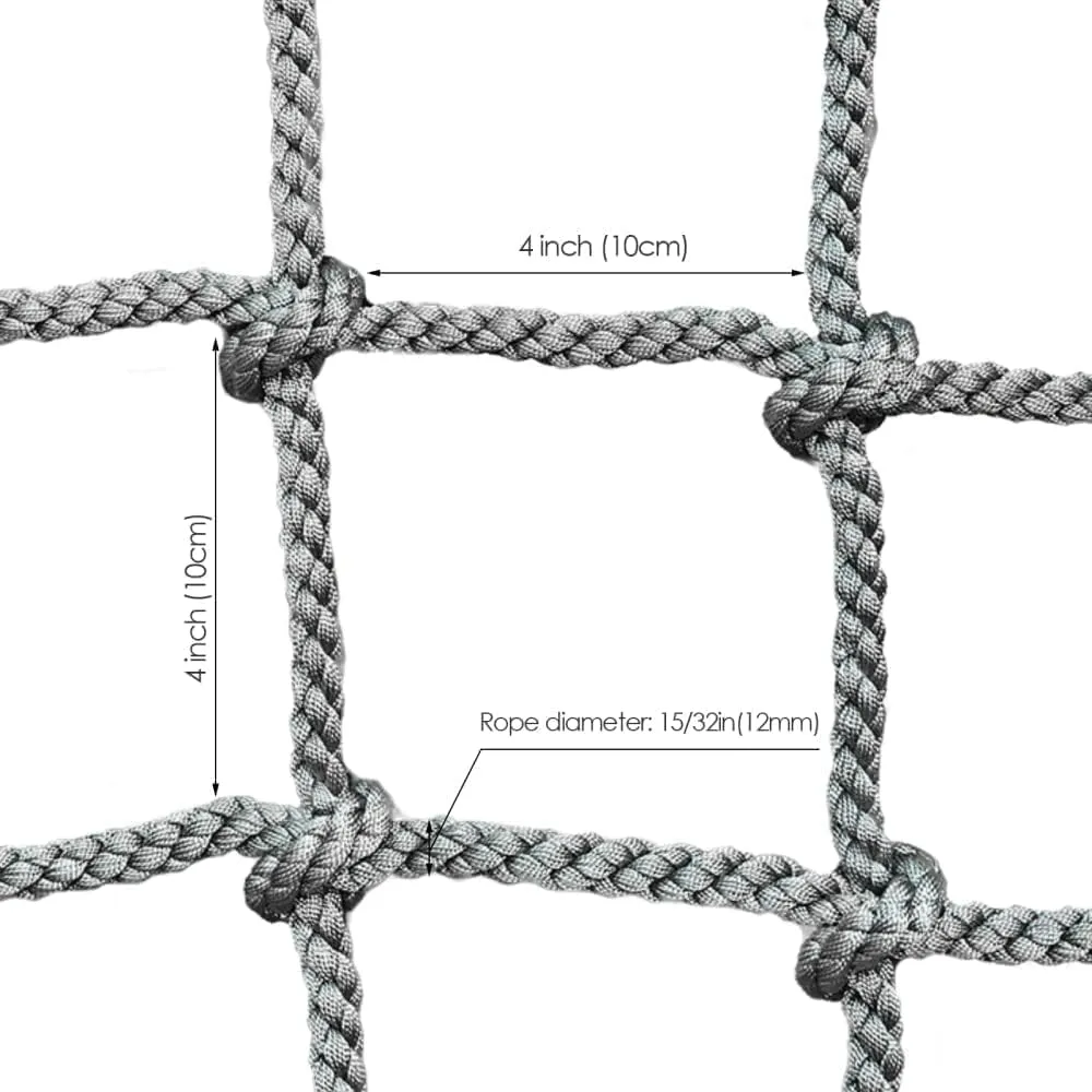 Heavy Duty Climbing Net Rope Ladder Playground Rock Rope Swing Sets Protective Net Outdoor Cargo Webbing Net Dia 12mm Safety Net(Size:3.3FTx19.7FT)