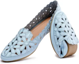 HEAWISH Women's Floral Ballet Flats for Women Black Beige Slip On Flowers PU Leather Round Toe Dress Shoes
