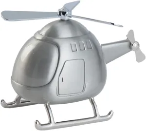 Helicopter Piggy Bank Mini Coin Saving Box for Fun Silver Desktop Ornament for Home Office Decor Present for Boys and Encourages Saving Money
