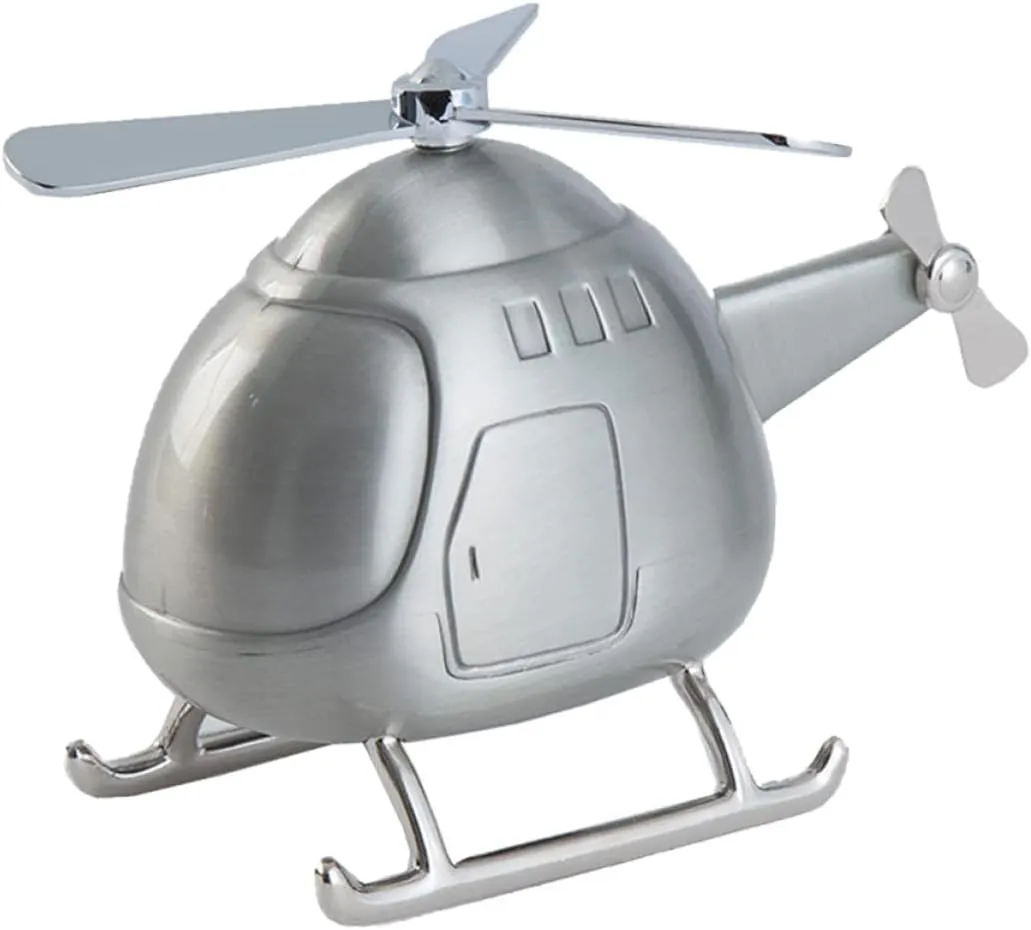 Helicopter Saving Box Adorable Mini Piggy Bank for Boy Girl and Adults Fun Desktop Ornament for Home Office Encourages Saving Habits Silver