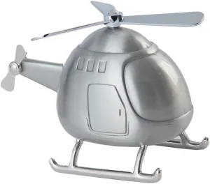 Helicopter Saving Box Mini Piggy Bank for Boy Girl Adults Silver Decorative Money Box for Home Saving Craft to Encourage Financial Habits