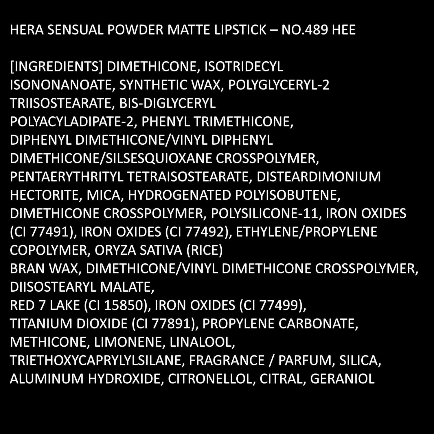 HERA Sensual Powder Matte Lipstick #489 HEE | Comfort and Soft Velvet Finish for Daily Use, Long-lasting, Hydrating & Moisturing, Korean Makeup, 0.11 oz. (3g)