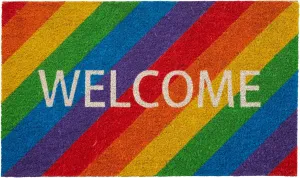 HF by LT Rainbow Stripe 100% Coir Doormat, 18 x 30 inches, Naturally Durable, PVC-Backing, Sustainable