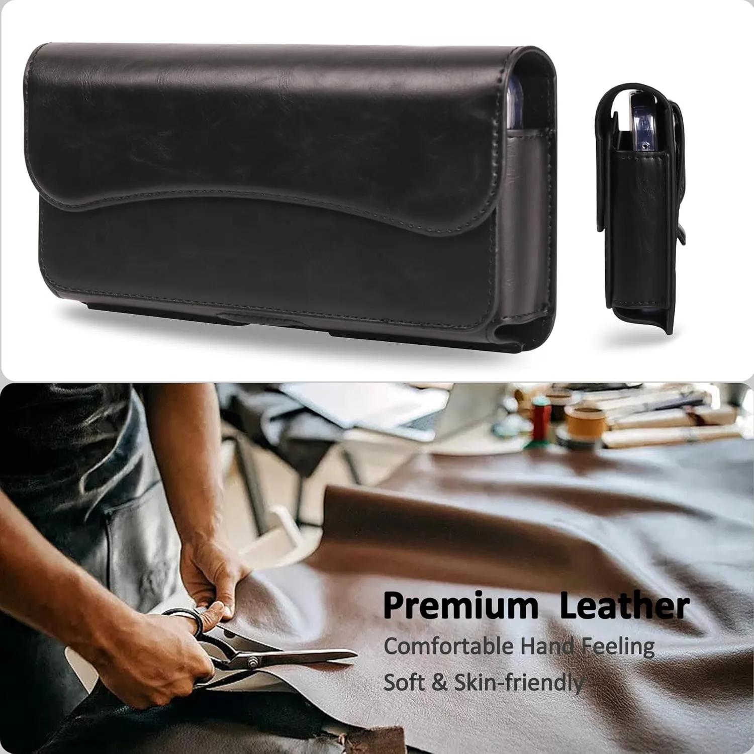 Holster for iPhone 15 15 Pro 14, 14 Pro, 13 Pro, 13, 12 Pro, 12, iPhone 11, XR - Premium Cell Phone Case with Belt Clip [Magnetic Closure] Phone Belt Holder for Men, Black