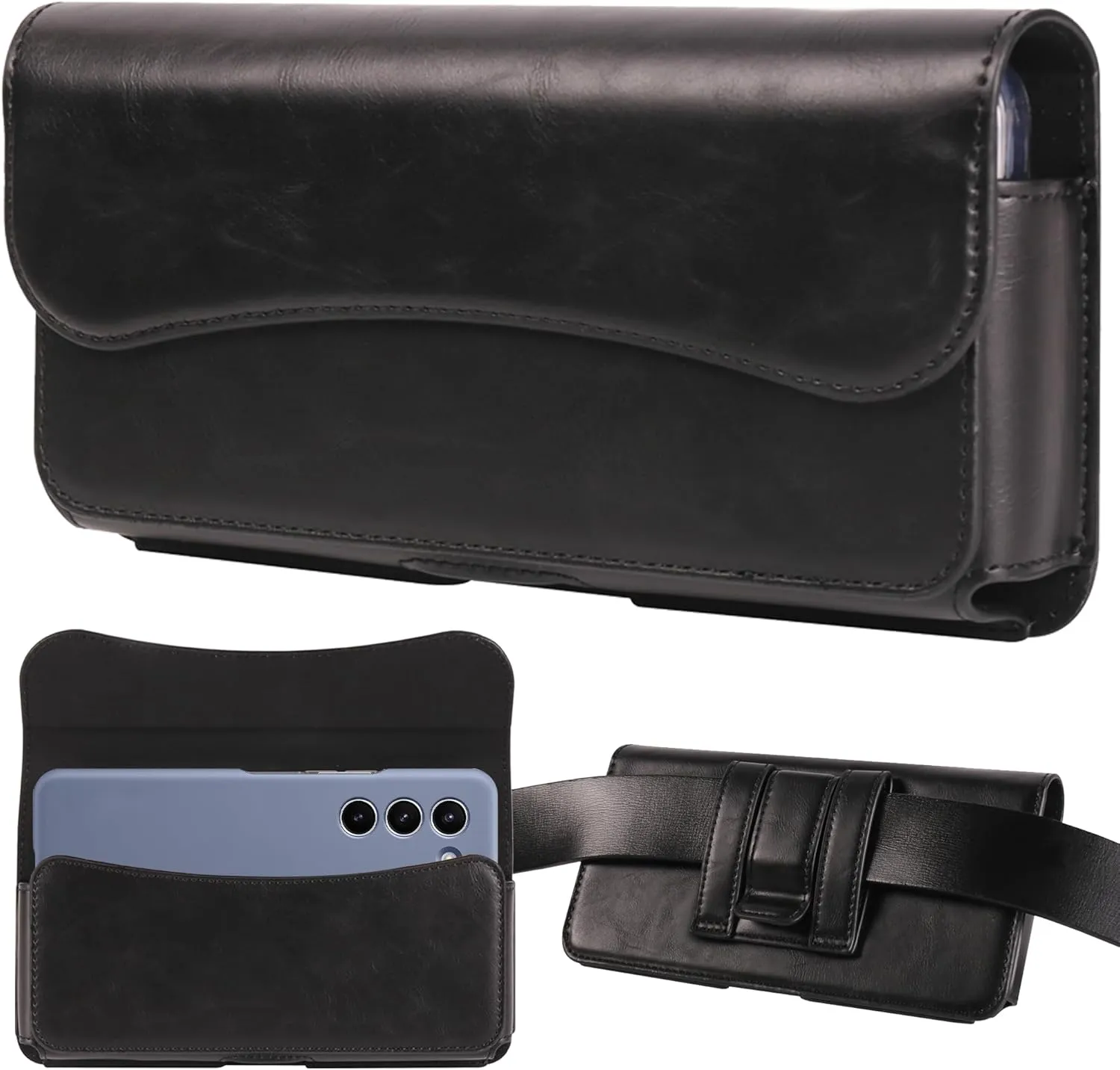 Holster for iPhone 15 15 Pro 14, 14 Pro, 13 Pro, 13, 12 Pro, 12, iPhone 11, XR - Premium Cell Phone Case with Belt Clip [Magnetic Closure] Phone Belt Holder for Men, Black