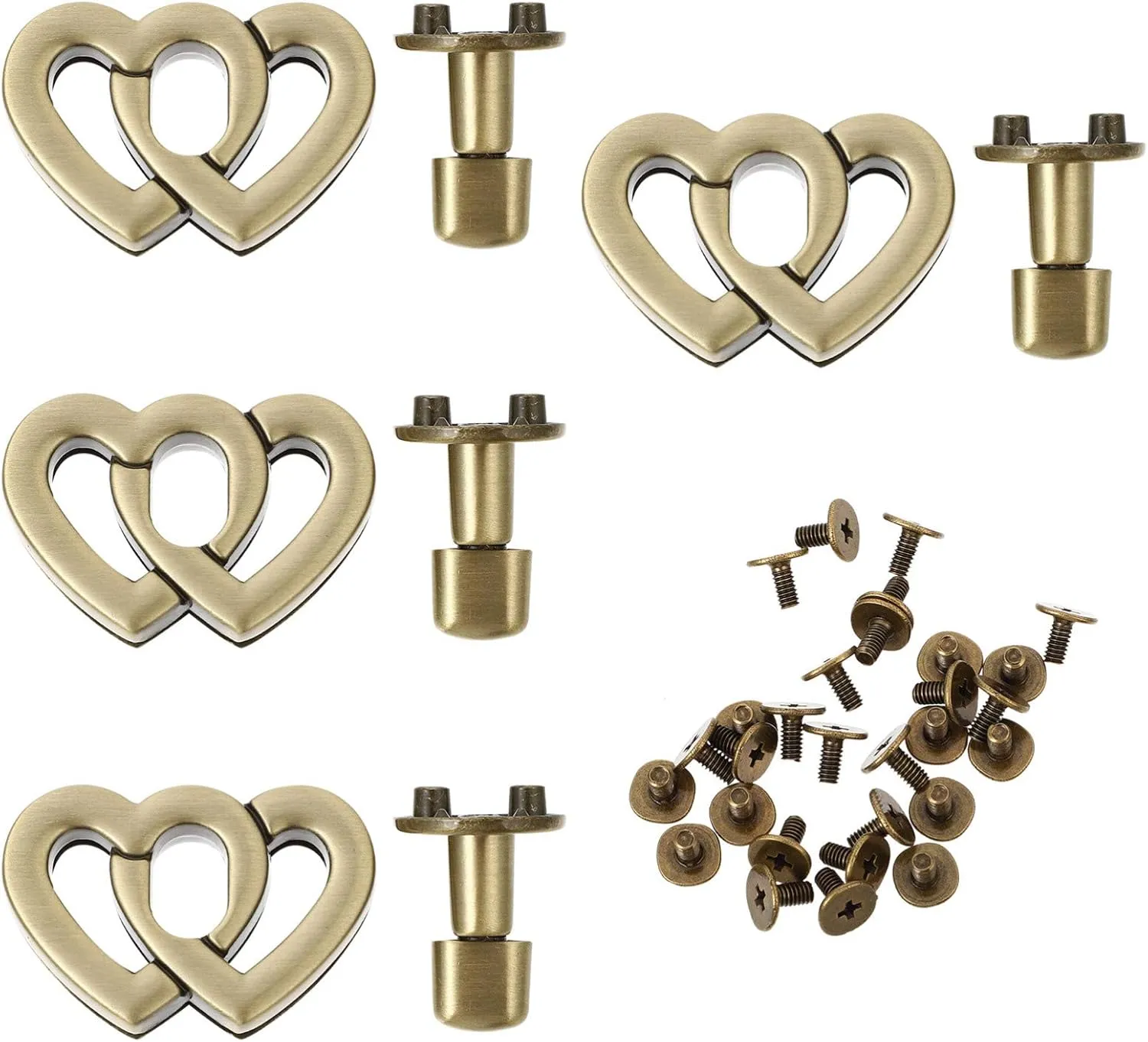 Homoyoyo 4pcs Heart Shaped Purse Locks Metal Turn Locks Bag Locks Handbag Accessories Classic Design DIY Leather Craft