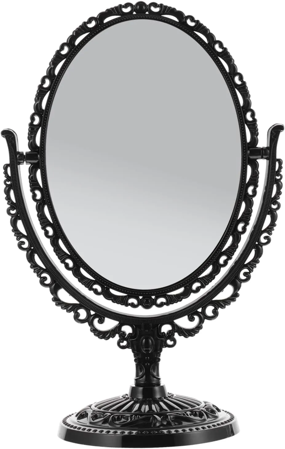 Homoyoyo Retro Antique Double Side Mirror Standing Makeup Tabletop Decorative Stand