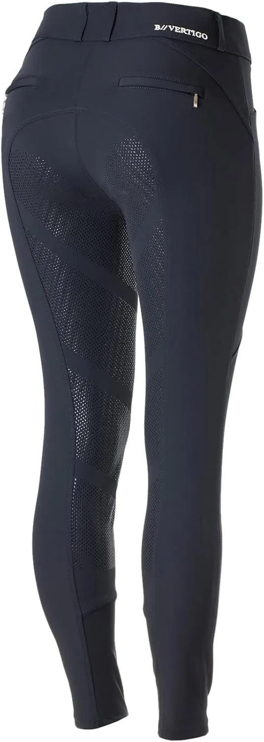 HORZE B Vertigo Davina Women's Mid-Rise Breathable Full Seat Breeches with Phone Pockets