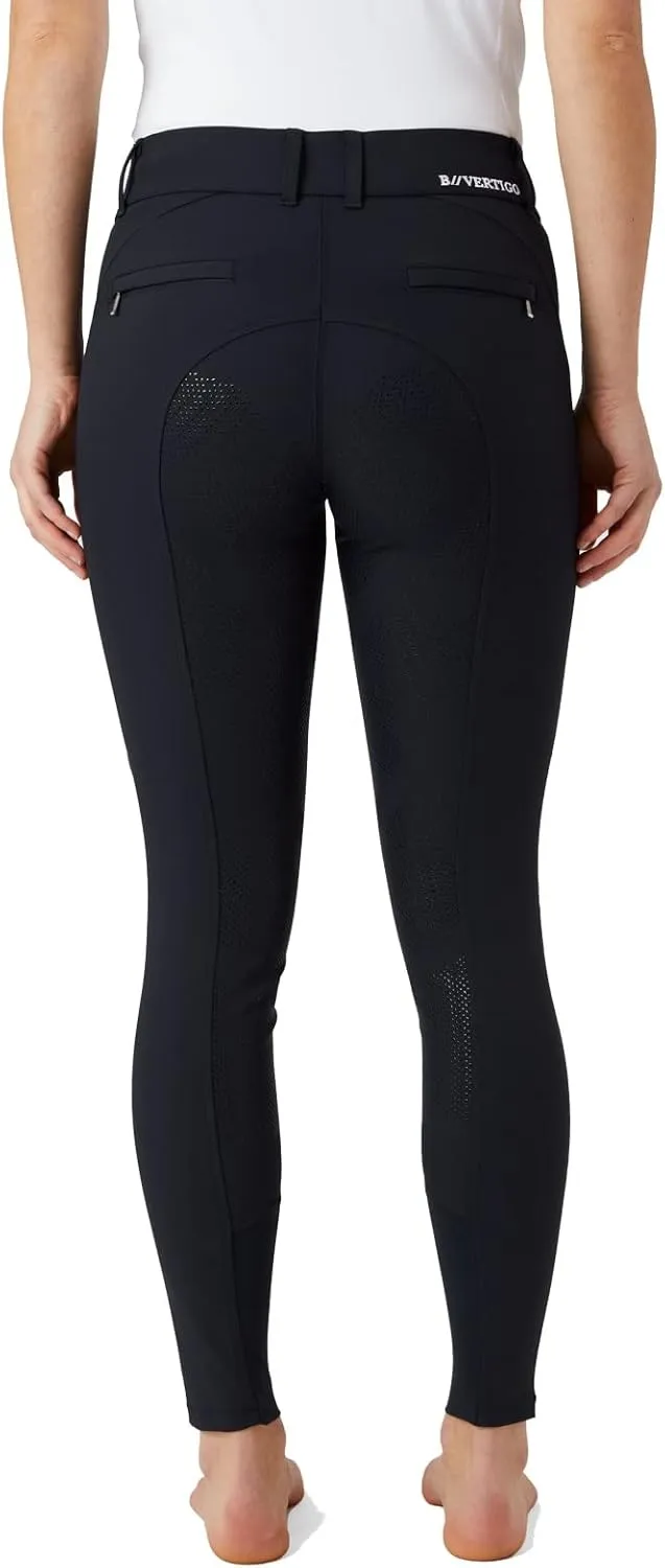 HORZE B Vertigo Davina Women's Mid-Rise Breathable Full Seat Breeches with Phone Pockets