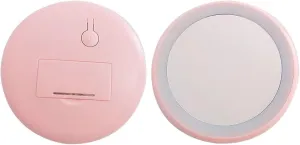Hottest Rechargeable Mini Portable Round HD Makeup Cosmetic Mirror with 12LED Lights Makeup Light Magnifying Pocket (Color : Pink Battery) (Pink Batte