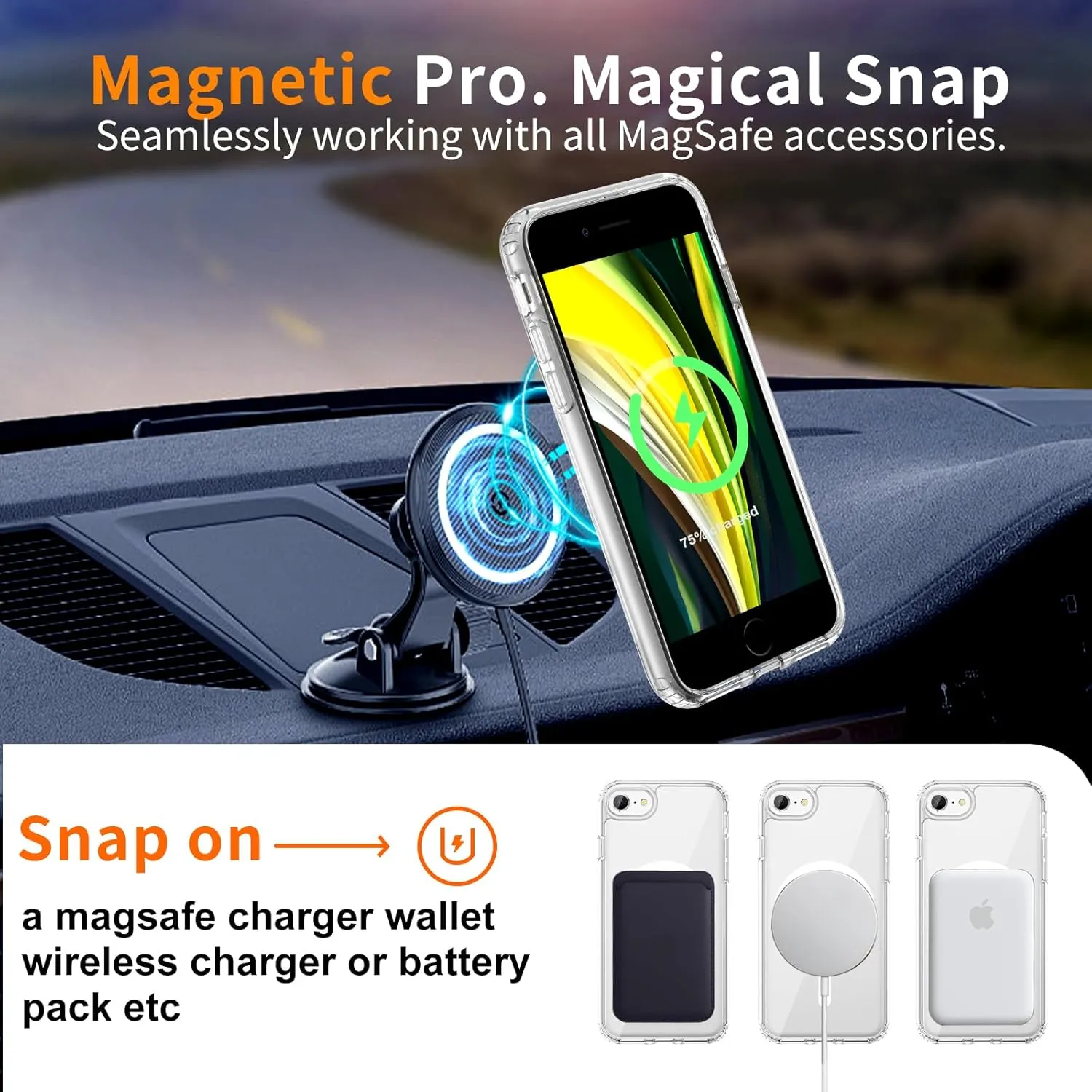 Hualele Magnetic for iPhone SE Case 2022/3rd/2020/2nd gen,iPhone 8/7 Case,Compatible with MagSafe, Military Grade Dropproof Translucent Hard Back Soft Edge Protective Phone Case Clear