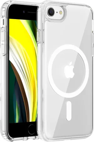 Hualele Magnetic for iPhone SE Case 2022/3rd/2020/2nd gen,iPhone 8/7 Case,Compatible with MagSafe, Military Grade Dropproof Translucent Hard Back Soft Edge Protective Phone Case Clear