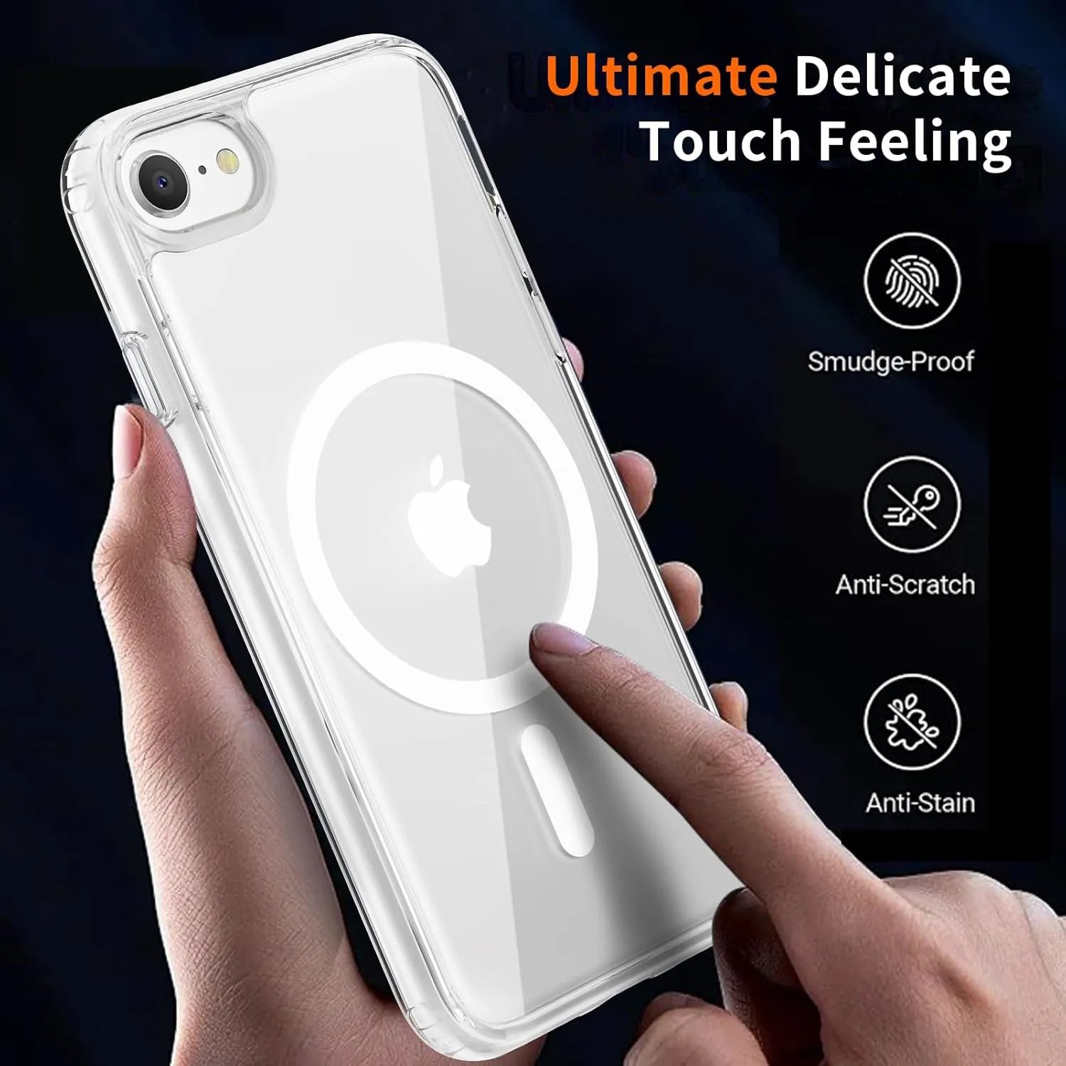 Hualele Magnetic for iPhone SE Case 2022/3rd/2020/2nd gen,iPhone 8/7 Case,Compatible with MagSafe, Military Grade Dropproof Translucent Hard Back Soft Edge Protective Phone Case Clear