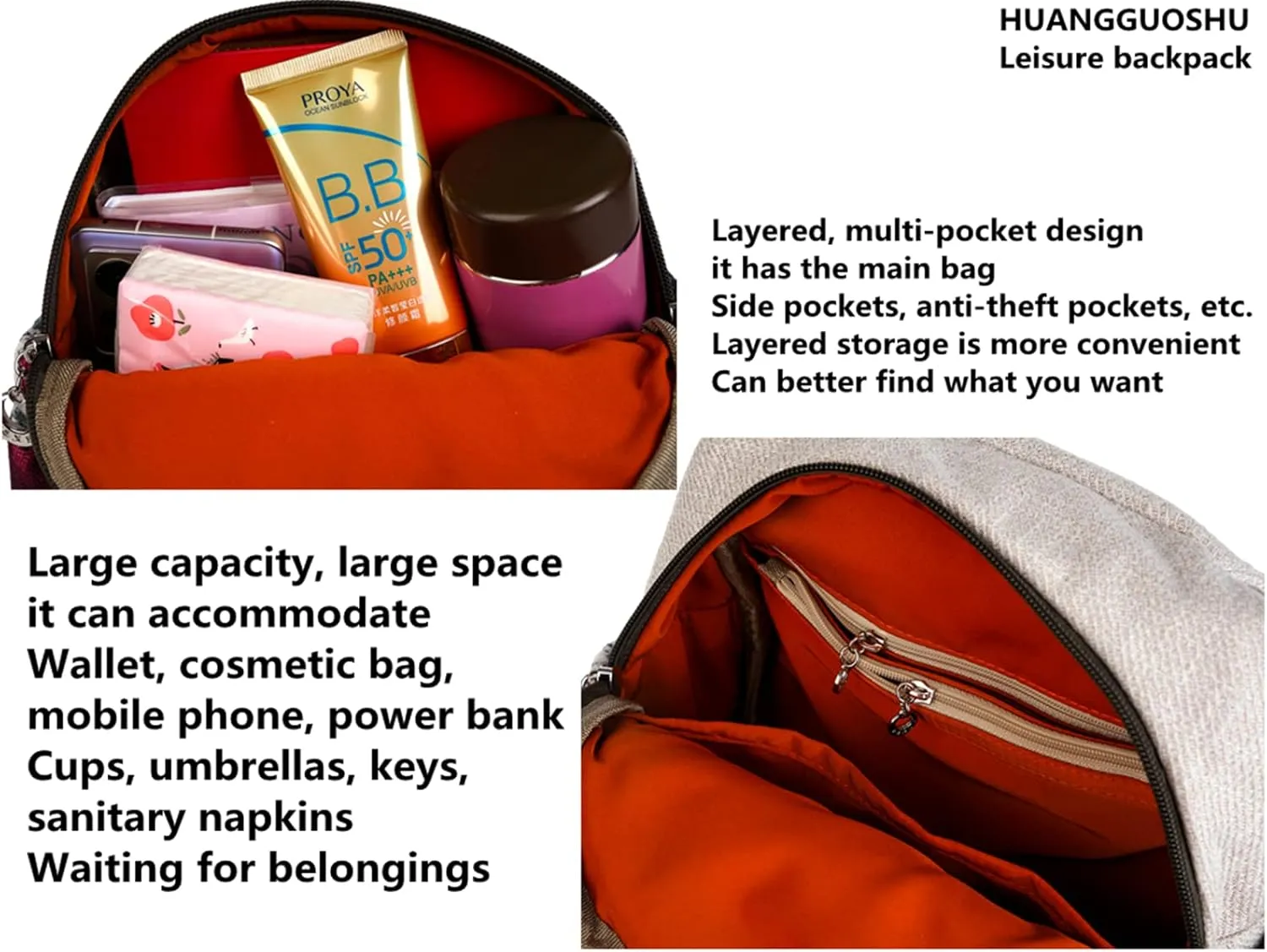 HUANGGUOSHU Boho and Hippie Small Canvas Backpack Purse for Women - Convertible Sling Bag, Embroidered and Woven Tapestry Patterns 2 Mushrooms