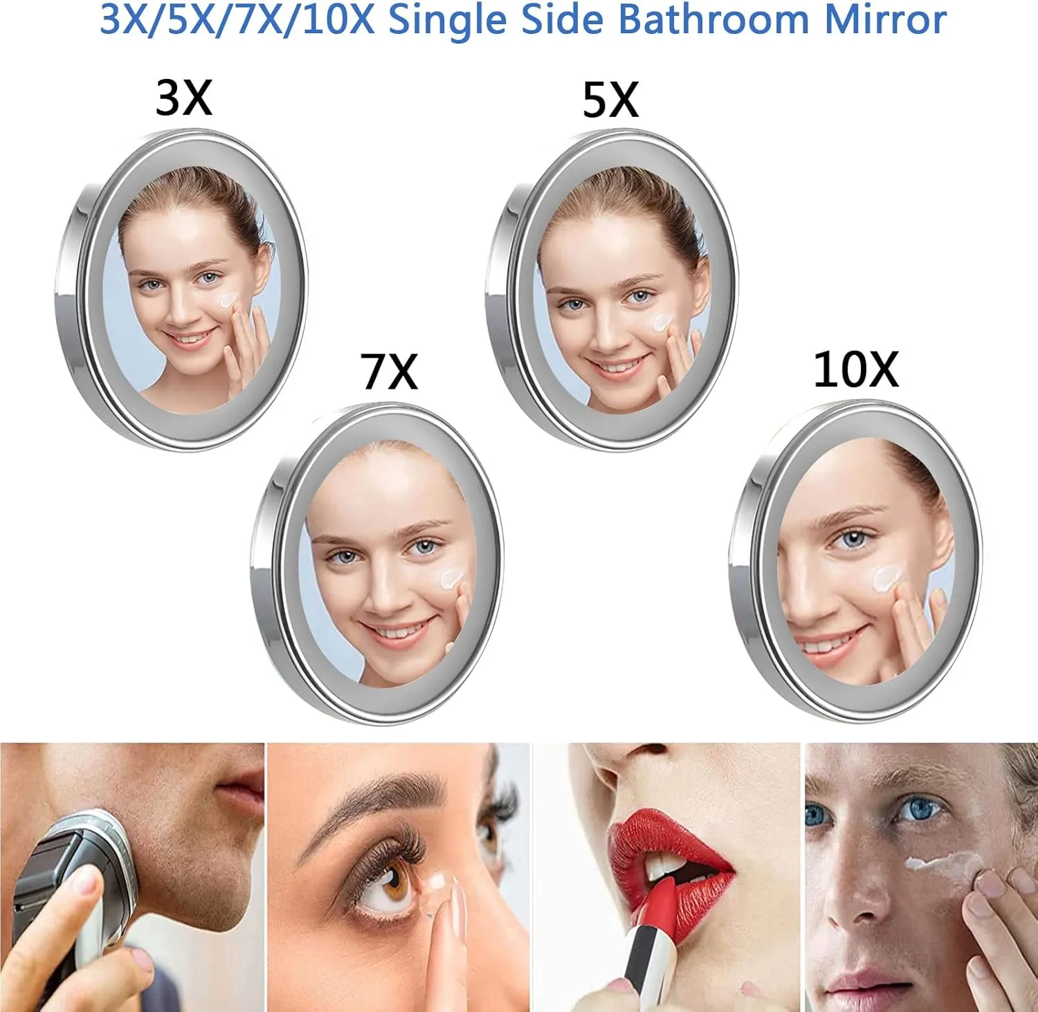 HUHJYUGE Wall Mounted LED Induction Makeup Mirror Magnification, 8 Inch Round Single Side Vanity Mirrors, Retractable Rotation Cosmetic Mirror for Bathroom, Shaving Mirror (Antique Copper Plug 3X)