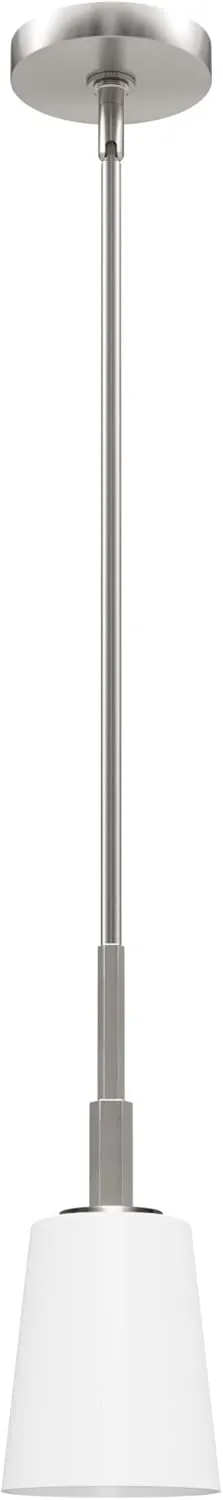 Hunter - Nolita 1-light Brushed Nickel, Mini Pendant Light, Dimmable, Modern Style, Cone Shaped, for Bedrooms, Kitchens, Dining, Living Rooms - 19887