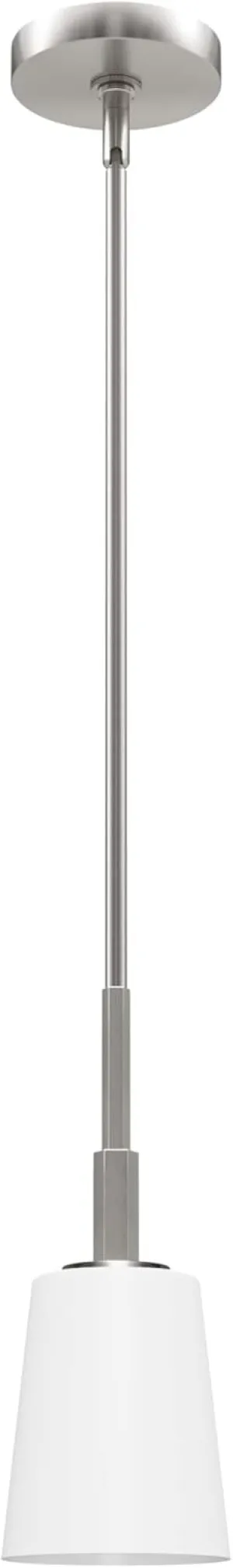 Hunter - Nolita 1-light Brushed Nickel, Mini Pendant Light, Dimmable, Modern Style, Cone Shaped, for Bedrooms, Kitchens, Dining, Living Rooms - 19887