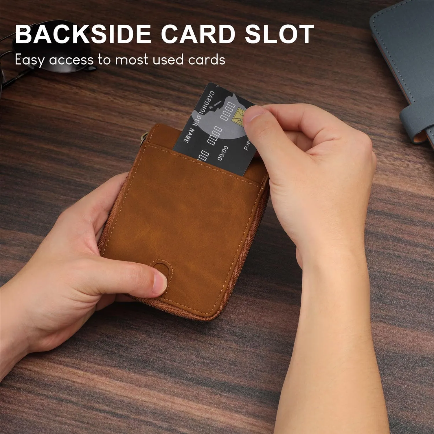 Huztencor Zipper Wallet Men RFID Blocking Leather Bifold Credit Card Wallets (FBA)