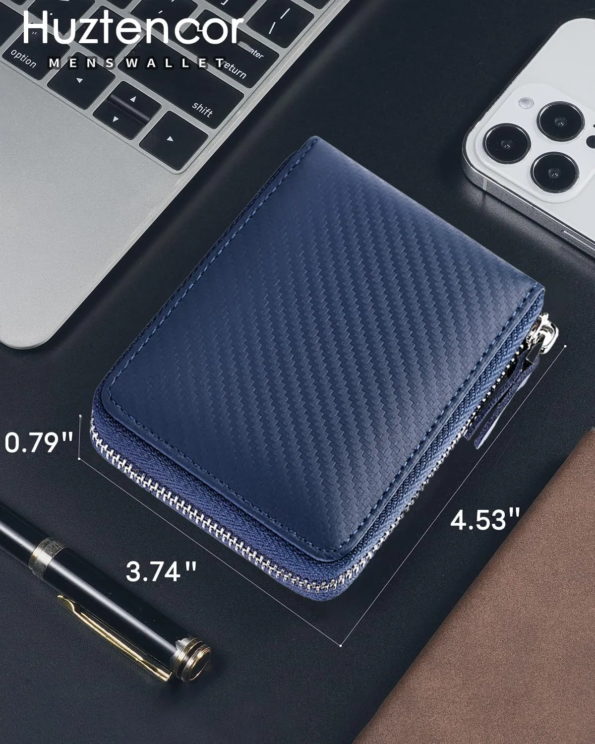 Huztencor Zipper Wallet Men RFID Blocking Leather Bifold Credit Card Wallets (FBA)