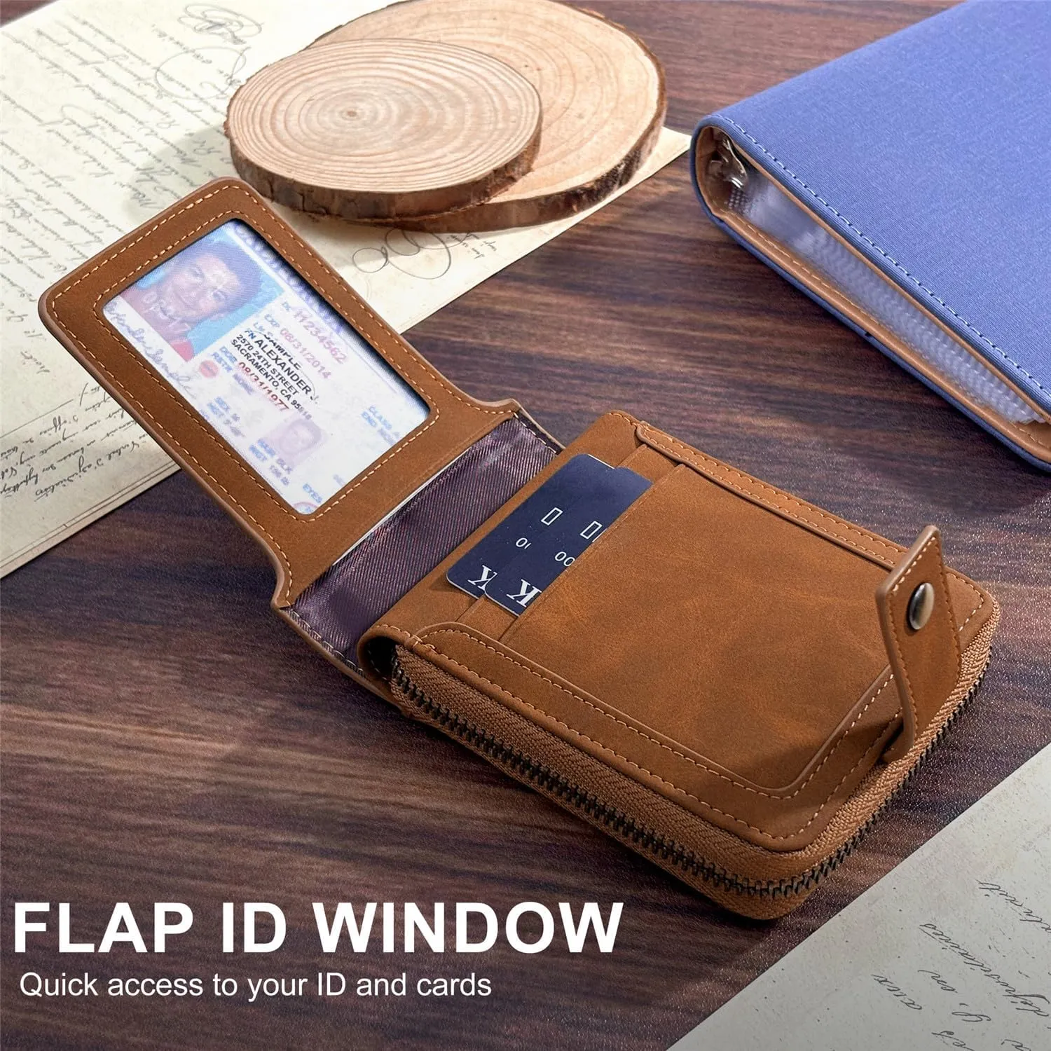 Huztencor Zipper Wallet Men RFID Blocking Leather Bifold Credit Card Wallets (FBA)