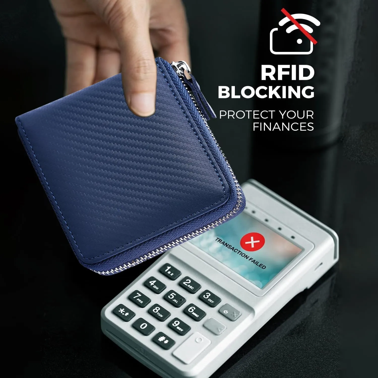 Huztencor Zipper Wallet Men RFID Blocking Leather Bifold Credit Card Wallets (FBA)