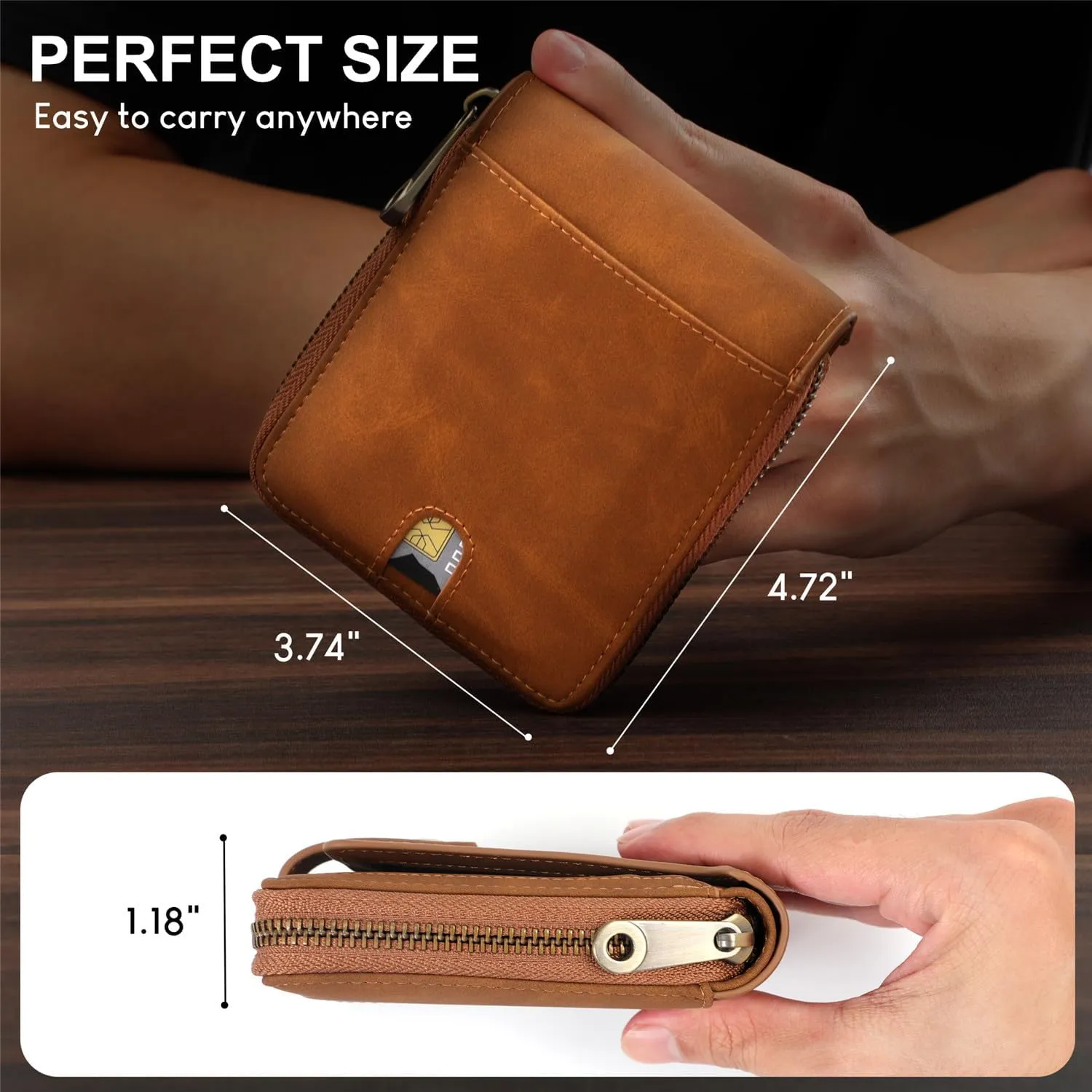 Huztencor Zipper Wallet Men RFID Blocking Leather Bifold Credit Card Wallets (FBA)