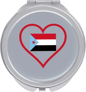 I Love South Yemen Red Heart Travel Makeup Mirror 2-Sided 1x 2X Magnification Portable Mini Mirror for Handbag Purse Pocket