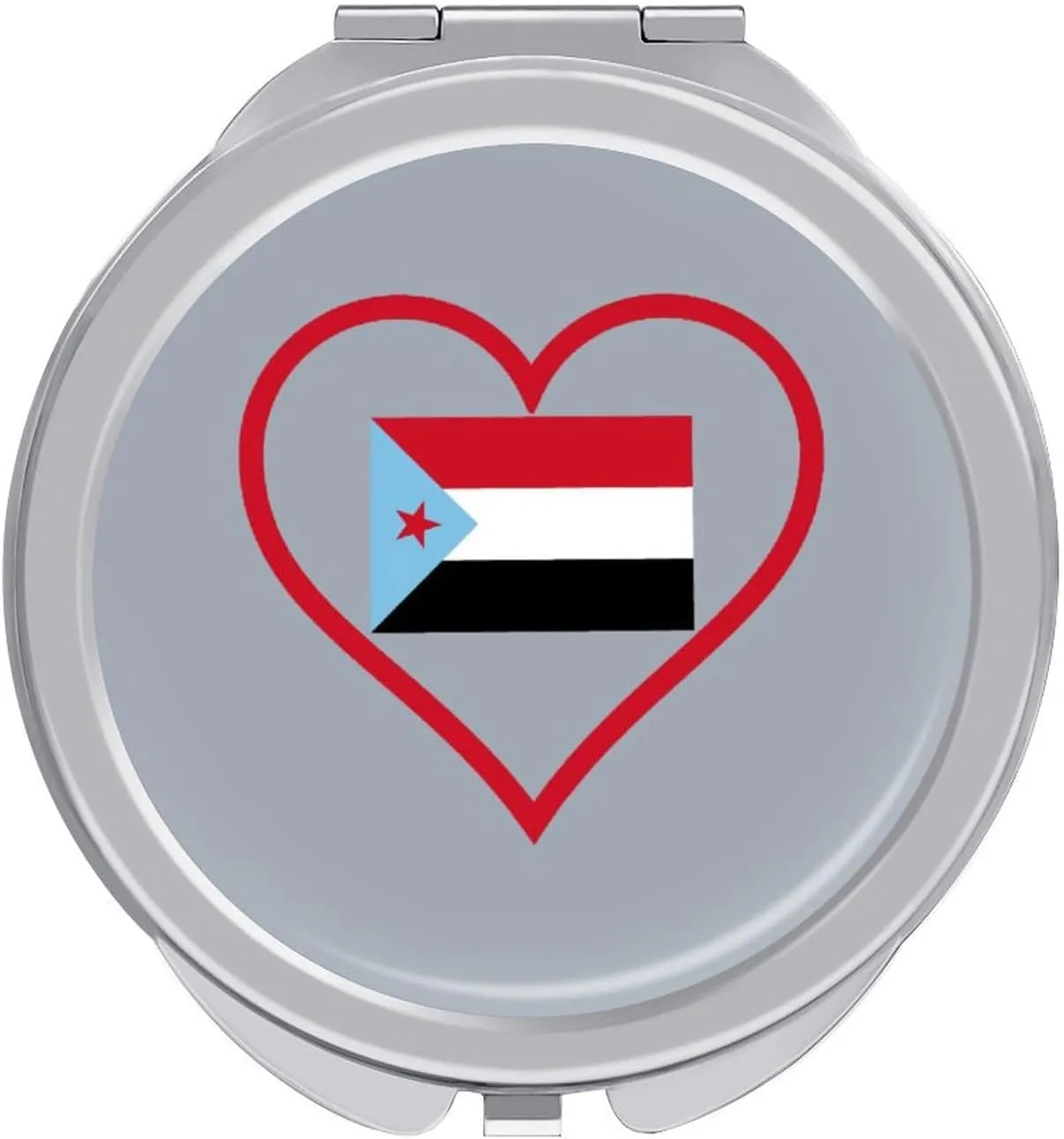 I Love South Yemen Red Heart Travel Makeup Mirror 2-Sided 1x 2X Magnification Portable Mini Mirror for Handbag Purse Pocket