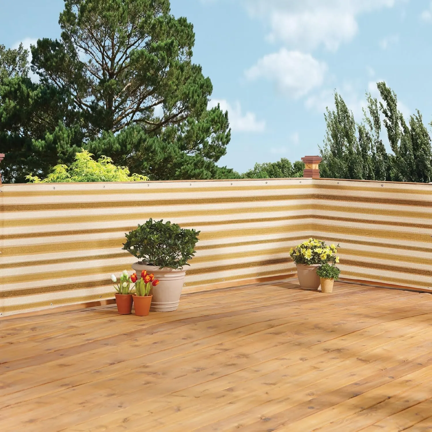 IdeaWorks New Deck & Fence Privacy Durable Waterproof Netting Screen with Grommets and Reinforced Seams (Brown)