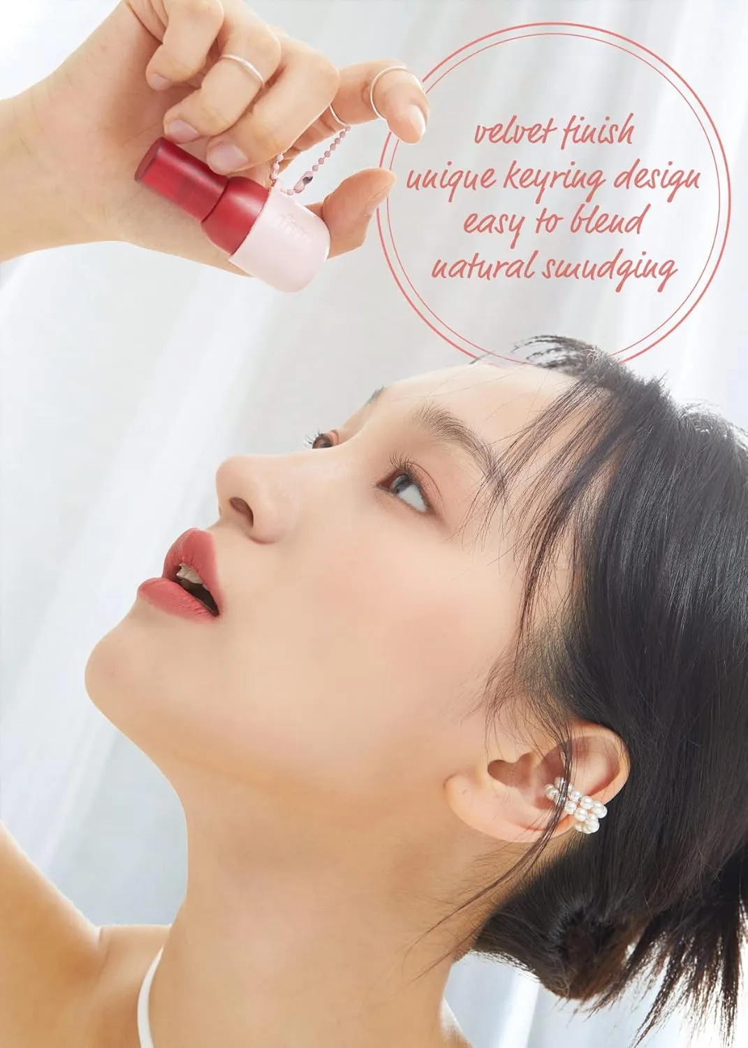 I'M MEME Lip Stain - Color Key Ring Velvet Tint - Gift, Highly-pigmented, Long Lasting, Travel-Friendly, Velvet Finish, 07 Muted Plum, 2.8 g