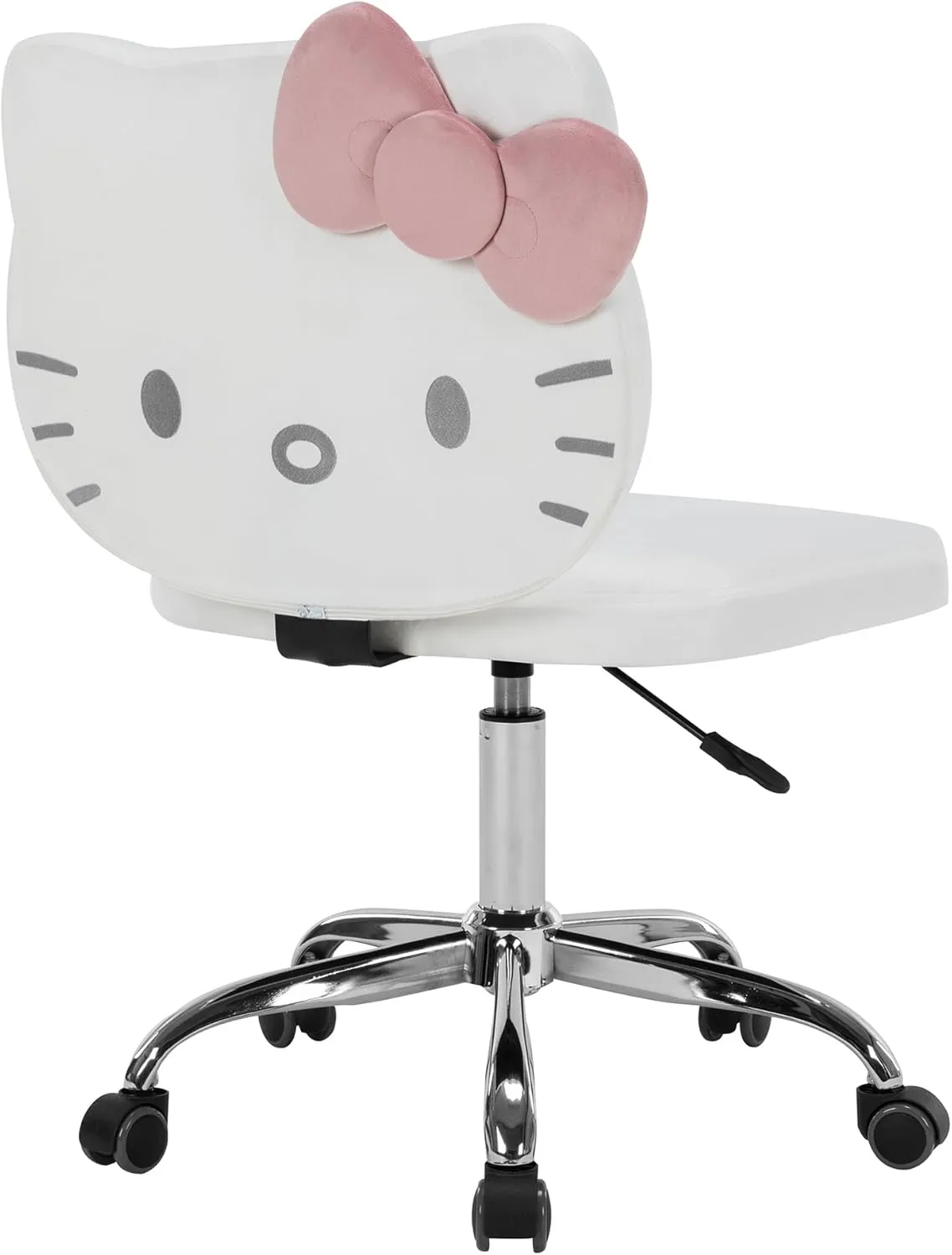 Impressions Vanity Hello Kitty Kawaii Swivel Vanity Chair for Makeup Room, Adjustable Height Desk Chair with Wheels Rolling, Comfy Foam Back (White)